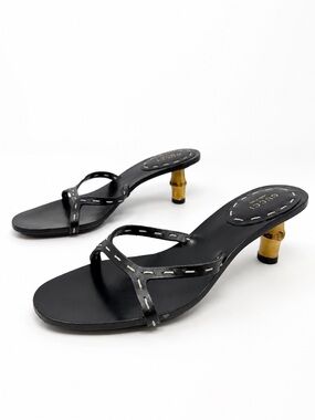 Gucci Tom Ford Bamboo Kitten Heel Sandals Womens Size US 5